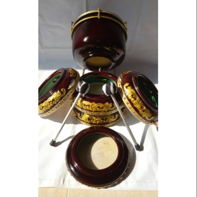 Rebana jepara 4 biji rebana 1 bas 1 tam ukir