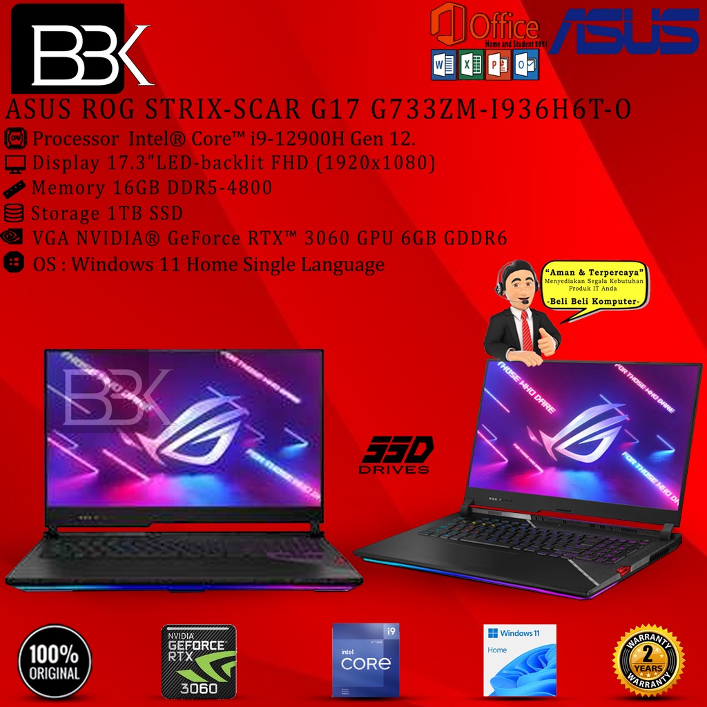 ASUS ROG STRIX-SCAR G17 G733ZM-I936H6T-O i9-12900H 16GB 1TB RTX3060