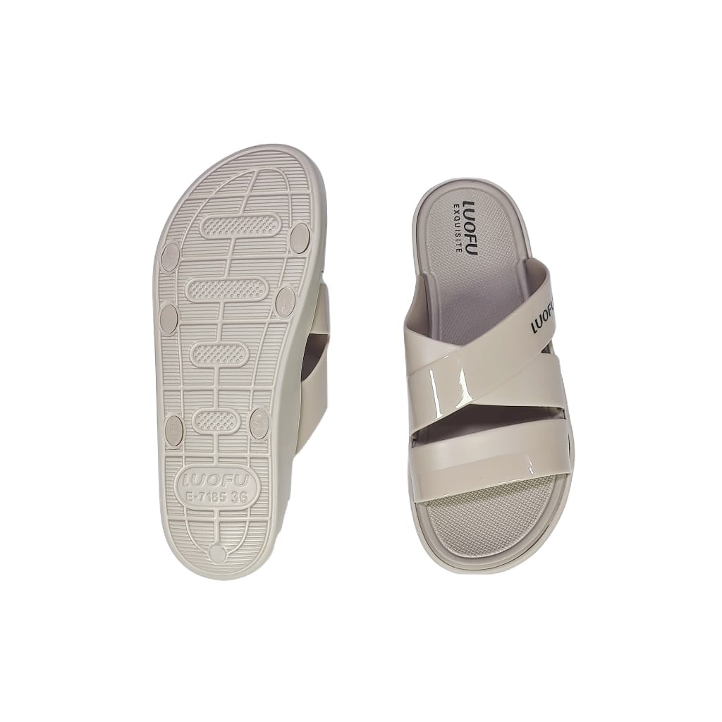 LUOFU ORIGINAL jelly sandal karet empuk murah wanita slop import sendal cewek selop E7185E16