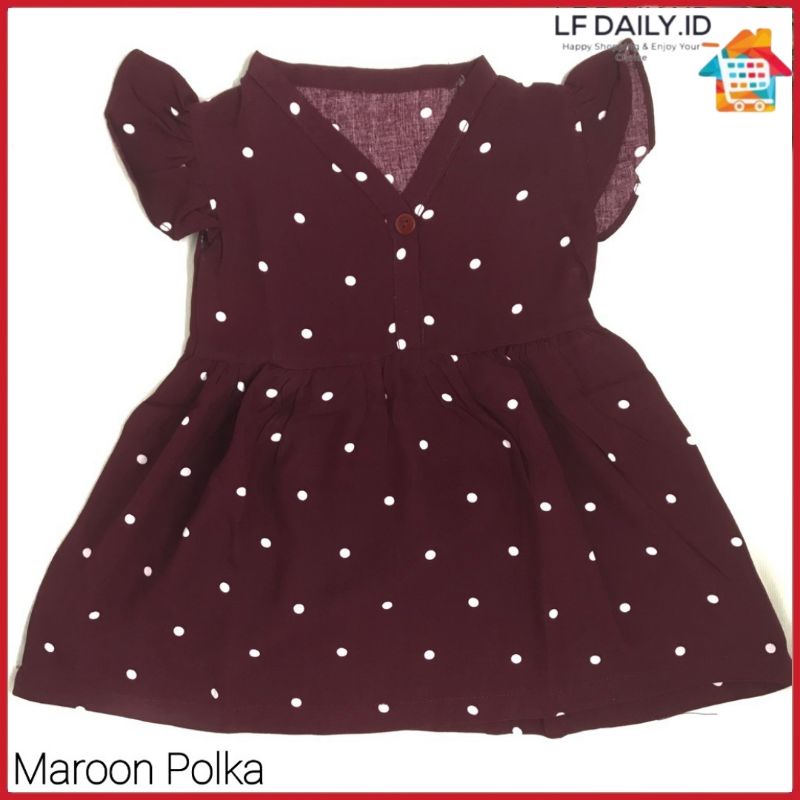 Baju Bayi Cewek 0 6 Bulan sd 1 Tahun | Baju Bayi Cewek Murah-Maroon Polka