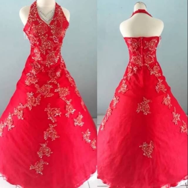 Gaun pesta preloved merah