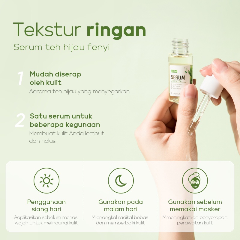 BPOM Fenyi Green Tea Serum Wajah Menghaluskan Menghilangkan Bekas Jerawat Mengecilkan Pori-pori 17ml