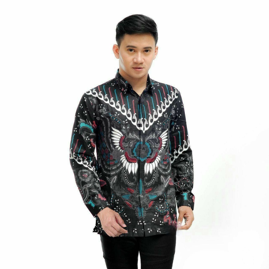 Kemeja Batik Pria Modern Lengan Panjang Casual Modis Slim Fit Trendy Masa Kini OL 162 size M L XL XXL