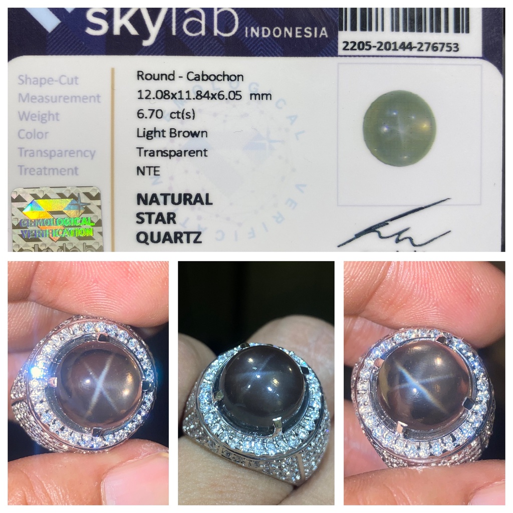 Natural 6.70ct Batu Star Quartz Brazil Cincin Perak