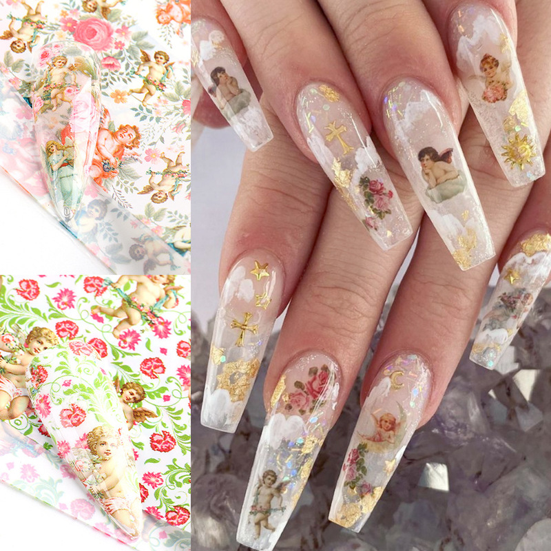 (Ilovediy) 10 Lembar / Pak Stiker Foil Transfer Air Motif Bunga Mawar 3d Untuk Nail Art / Manicure Diy