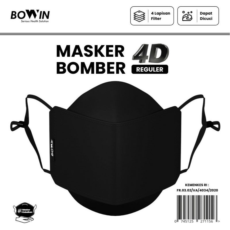 Bowin masker bomber organic KN95 - 2x anti bakteri dan percikan droplet cegah virus Corona anti debu