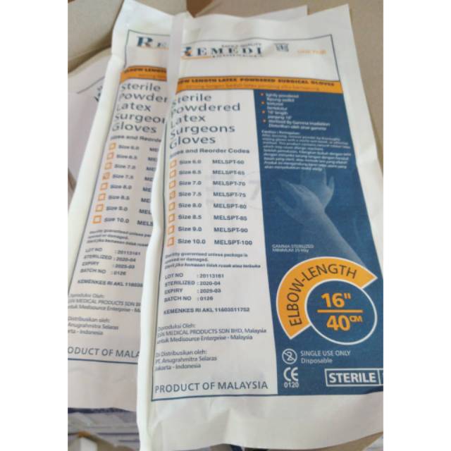 Sarung Tangan Steril Remedi / Sarung tangan Obgyn Steril