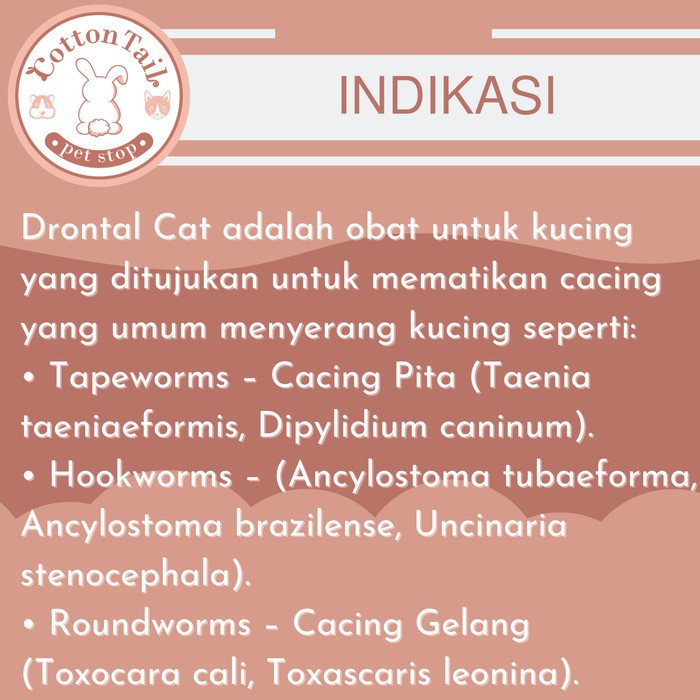 DRONTAL CAT Obat Cacing Kucing (Harga per Tablet)