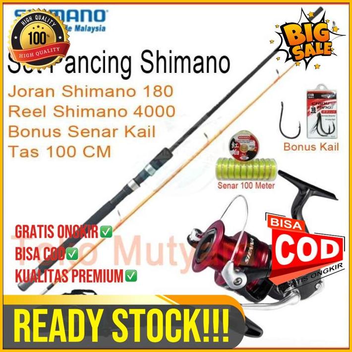 Set Pancing Shimano Dan Joran 180 Cm Bonus Tas Lengkap