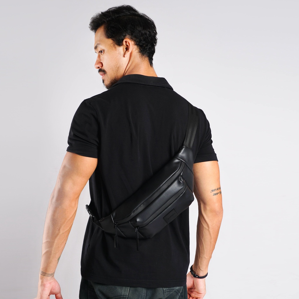 DAZZEL - NARA WAISTBAG BLACK - Tas Selempang Pria - Hadiah Lebaran Gift Kado Cowok Hampers Ulang Tahun