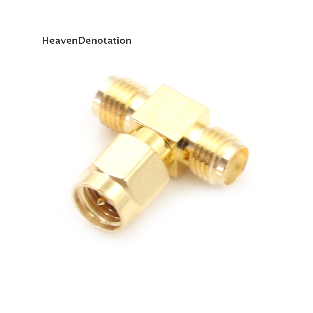 [HeavenDenotation] SMA Male to 2 Double SMA Female T Type RF Coaxial Connector SMA Plug to Jack 3 Way