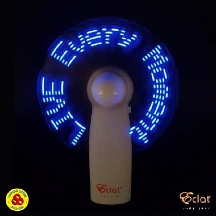 LED MINI FAN DENGAN PESAN SOUVENIR PERNIKAHAN HAPPY WEDDING ECLAT BIRU