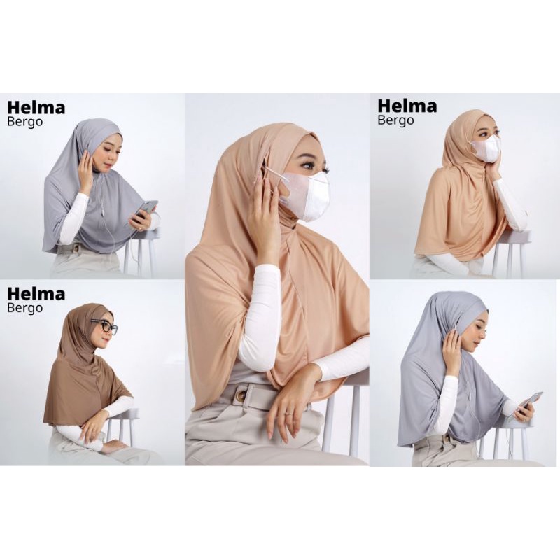 Helma Bergo/ Bergo polos/ Bergo instan/ hijab masker/ jilbab masker/ kerudung masker