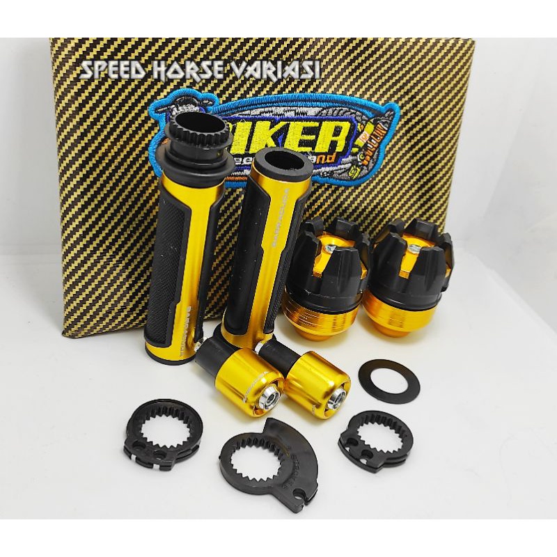 Paket 3in1 Handgrip baracuda+jok biker+jalu As universal