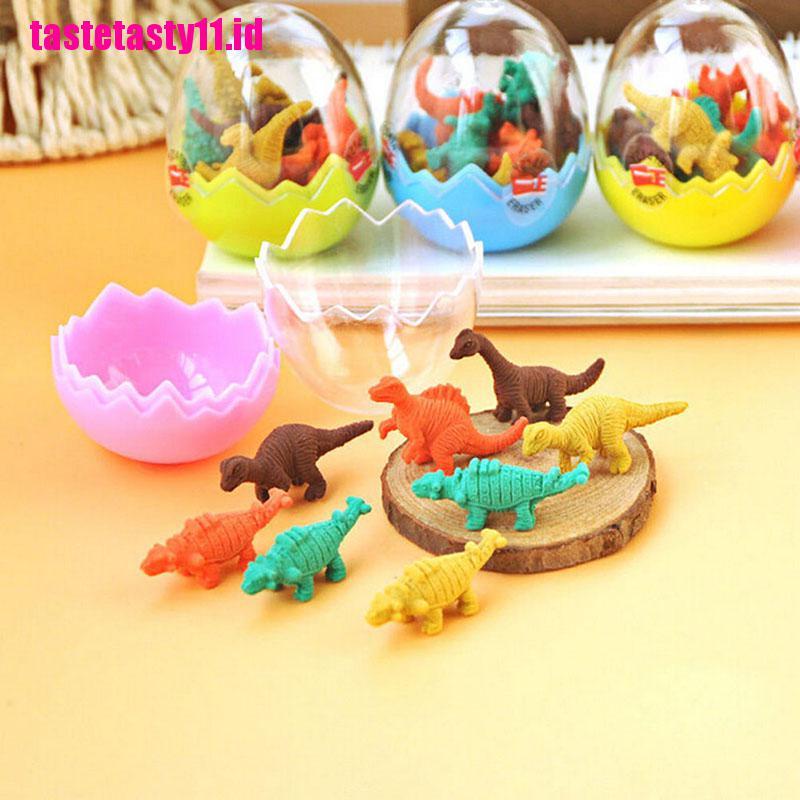 (TTID) 8pcs Penghapus Karet Bentuk Telur Dinosaurus Lucu Untuk Stationery Pelajar / Kantor