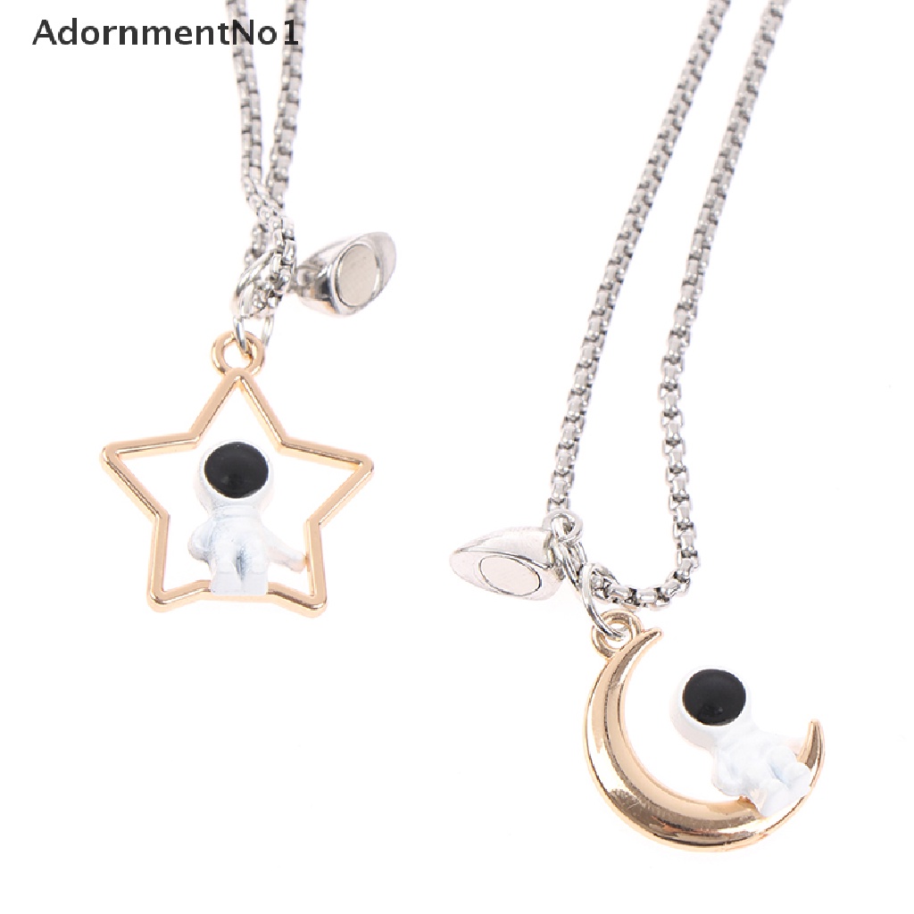 (AdornmentNo1) 2pcs / Set Kalung Magnet Liontin Astronot Untuk Pasangan / Pria / Wanita