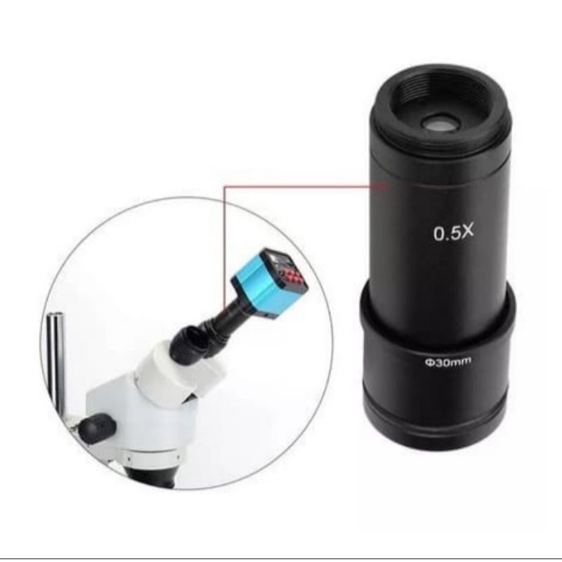 Lensa Sambung Kamera Microscope Binokular 0.5x Original