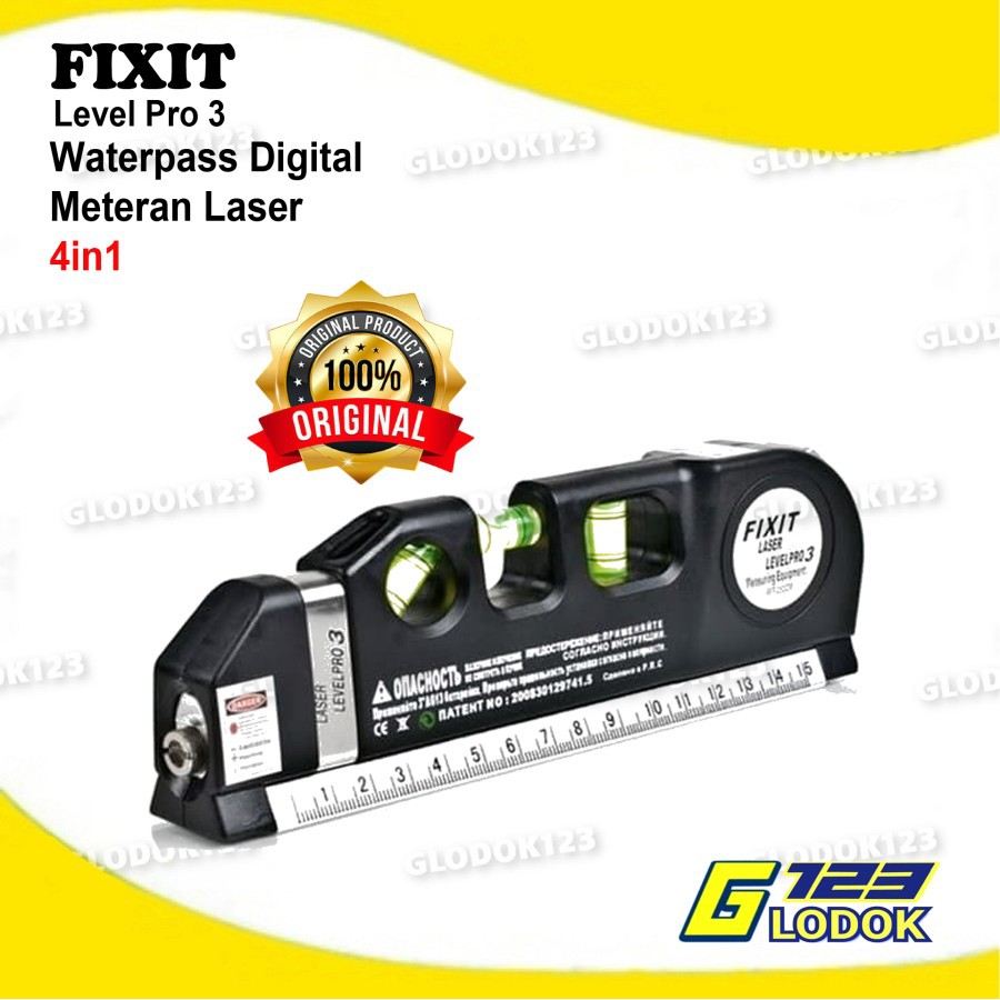 Fixit Level Pro 3 Penggaris Ukur Laser Level Waterpass Meteran Laser