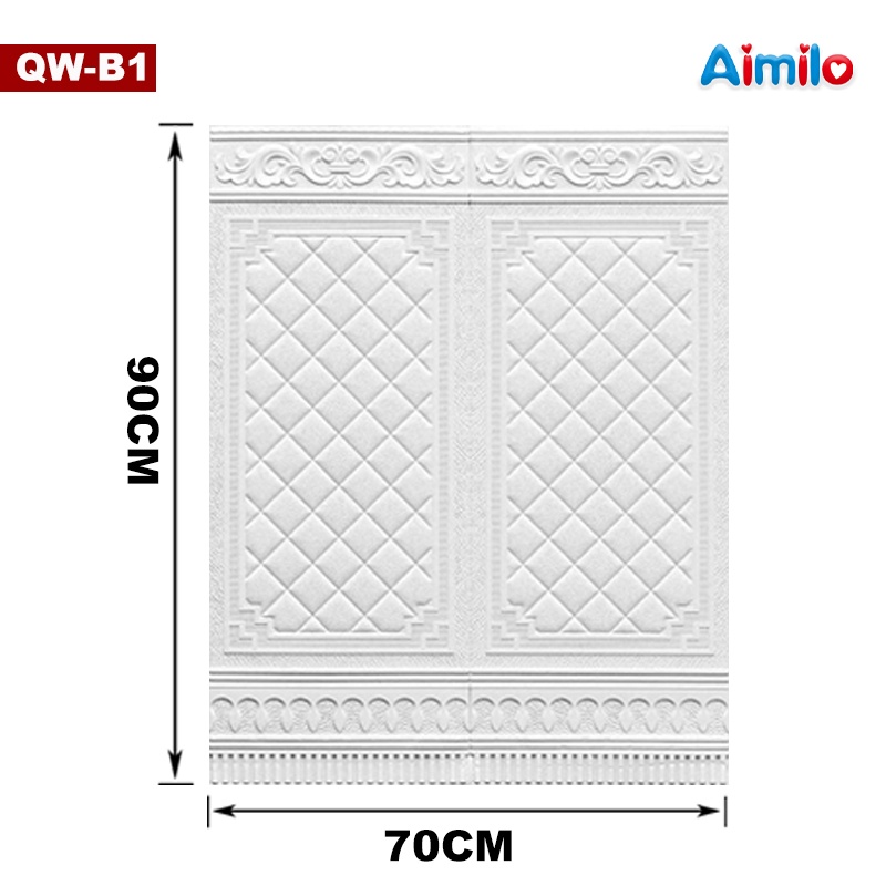 (Aimilo) Wallpaper Foam 3D Motif Jendela Pintu Kayu Jati Putih Kayu Gold Marmer ukuran 70 x 90 CM-PUTIH QW-B1