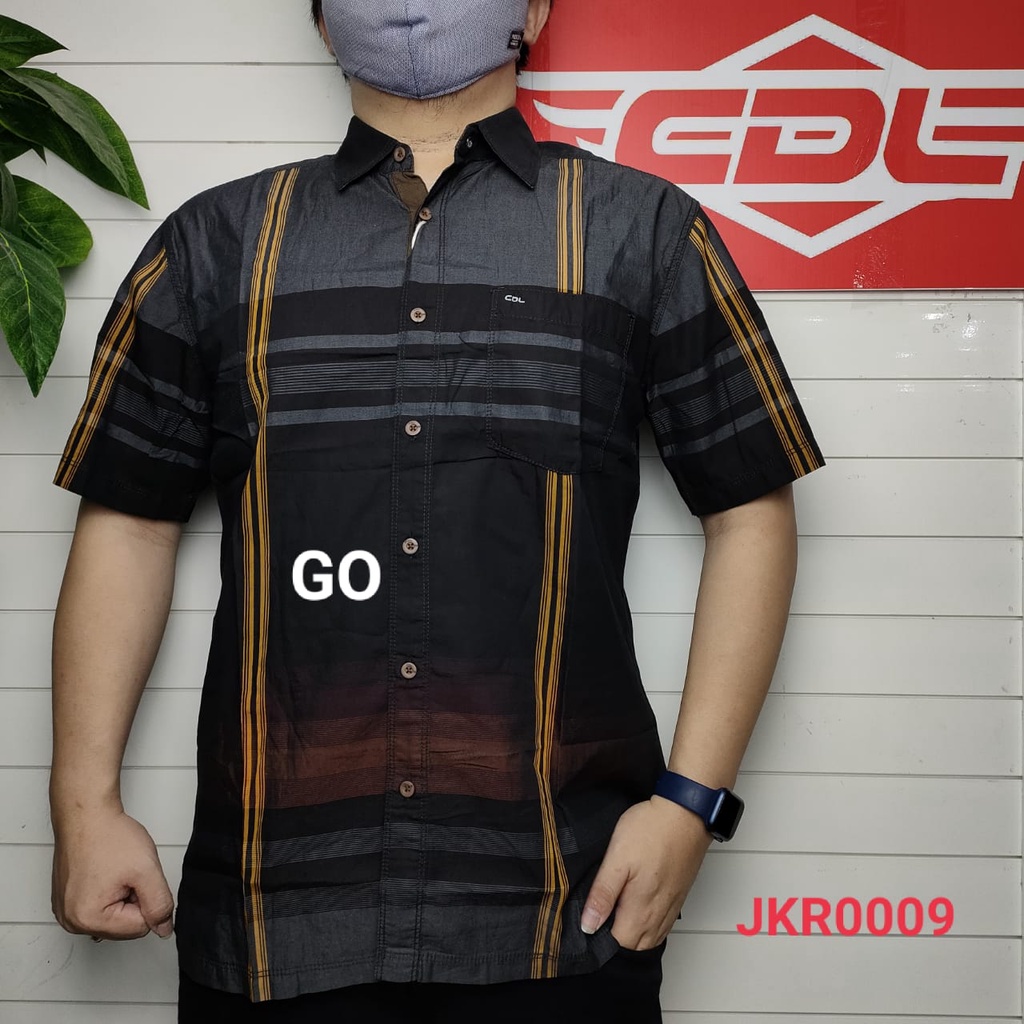 gof KSJ CDL By (CARDINAL) KEMEJA Pakaian Pria Kemeja Hem Casual Reguler Lengan Pendek Garis Distro Original