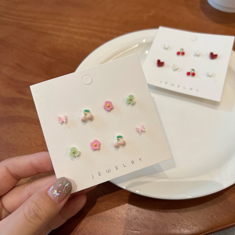 Set Anting Stud Desain Buah Butterfly Bahan Resin Gaya Korea Untuk Wanita