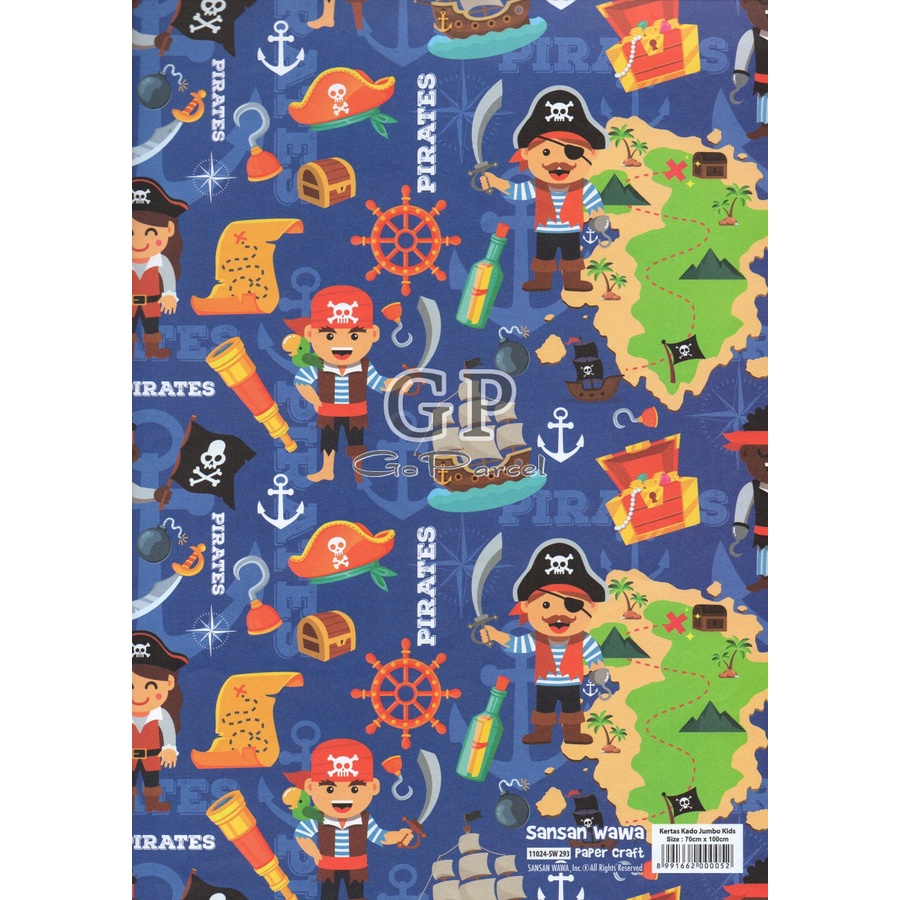 ( 5 Lembar ) JUMBO CARS SANWA - KERTAS KADO - GIFT WRAP PAPER SANSAN WAWA MOBIL MCQUEEN / TRUCKS / EXAVATOR TRUCKS / SOCCER BOYS / BIRTHDAY / ULANG TAHUN / PIRATES / AMBULANCE / POLICE CARS