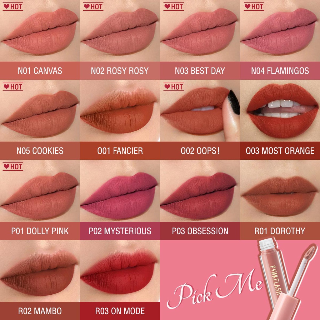 BFM001 PINKFLASH Matte Lipstik Lembut Tahan Lama Pelembab Pigmentasi Tinggi 24 Colors