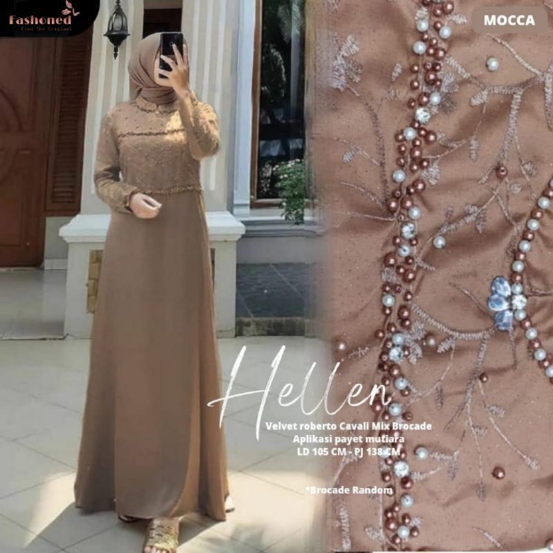 COD-GAMIS TIARA DRESS MAXY VELVET MIX BROKAT TILE MUTIARA FASHION MUSLIM WANITA GAUN PESTA MEWAH KON