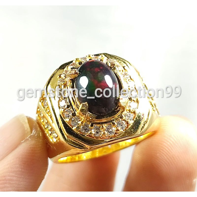 ASLI NATURAL BATU BLACK OPAL TOP KEMBANG JARONG