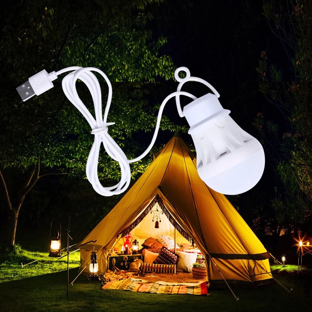 (Outdoor Darurat) Lampu Bohlam Gantung Ekstrim Terang Dengan Port Usb Untuk Camping / Hiking