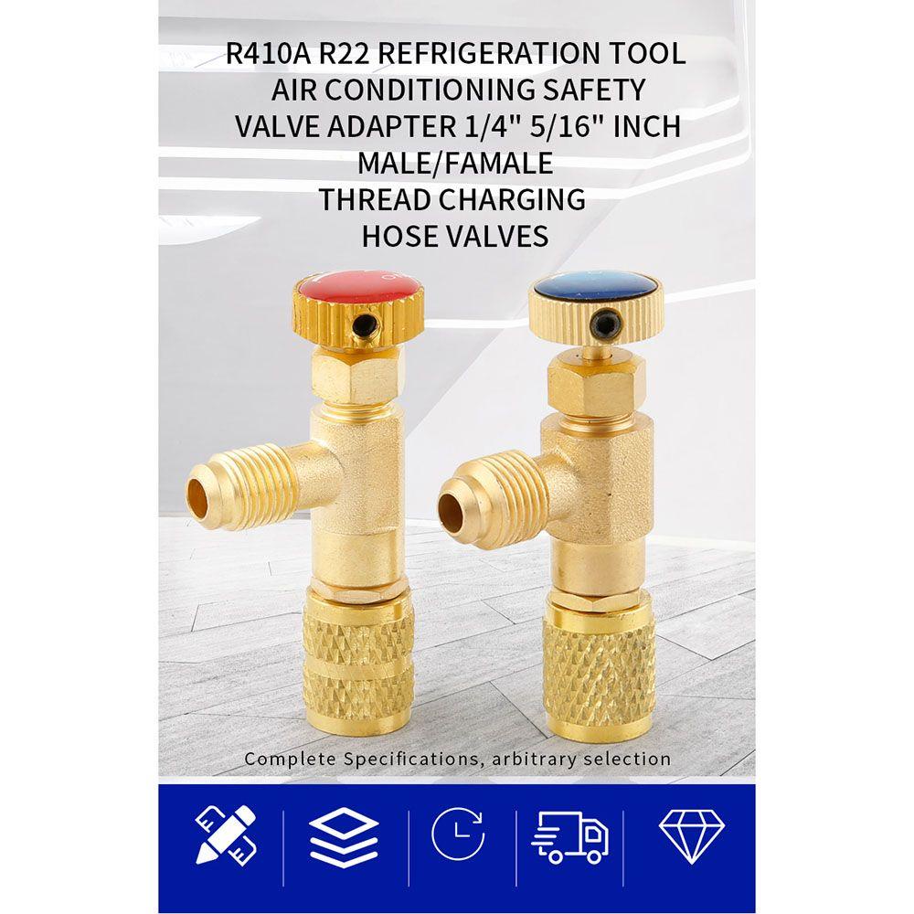 Solighter Safety Valve Adapter Charging Ac1Per4 &quot;5 /16&quot; Inch Male/Famale Alat Pendingin