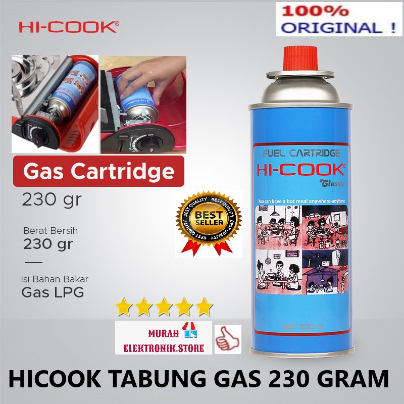 TABUNG GAS PORTABLE / GAS KALENG HI-COOK 230 GRAM