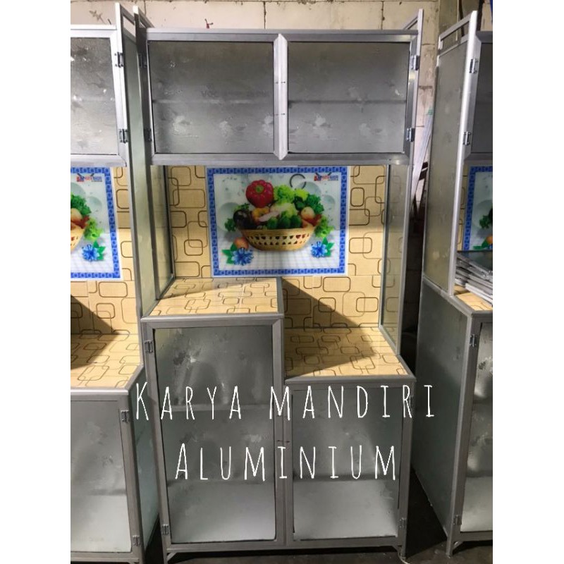 RAK PIRING ALUMINIUM KERAMIK KACA 2 PINTU TERMURAH