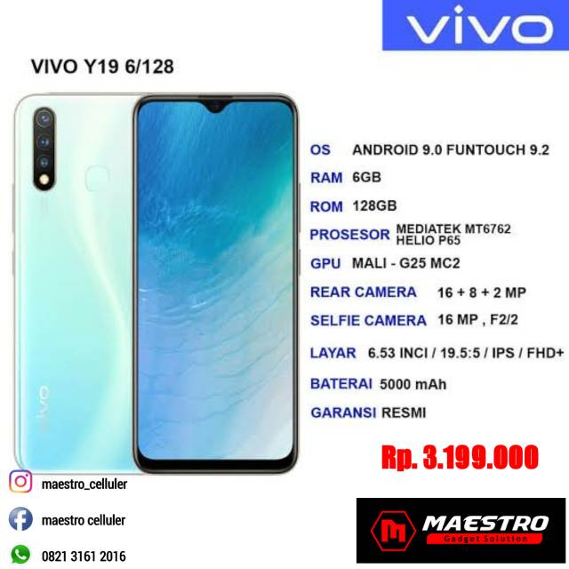 VIVO Y19 RAM 6GB ROM 128GB RESMI