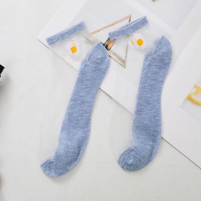 GANNISE - Kaos Kaki Polos Panjang Diatas Mata Kaki Kaoskaki Office Olahraga Fashion KK0007-KK0001 BLUE
