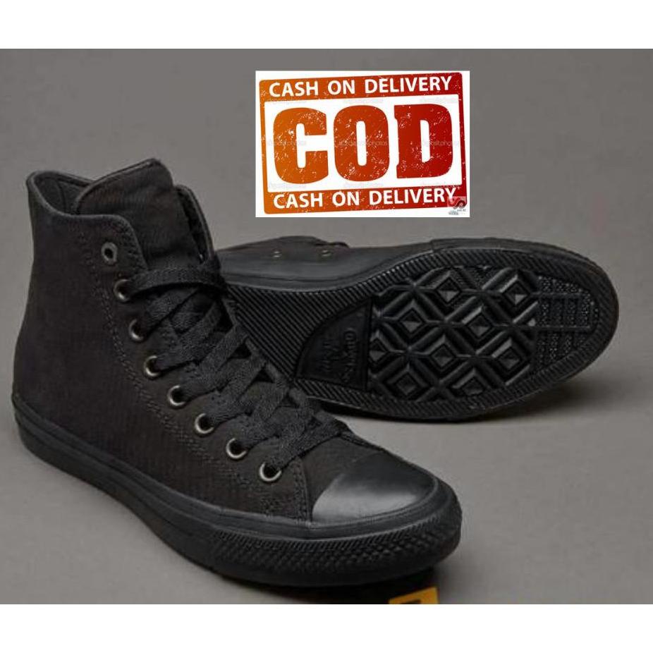 Terlaris Sepatu Sekolah Converse All Star Full Black Hitam High Tinggi Termurah