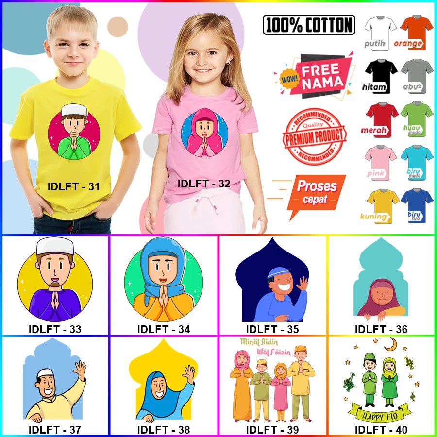 Baju Kaos ANAK DAN DEWASA LEBARAN IDUL FITRI COUPLE (FREE NAMA)