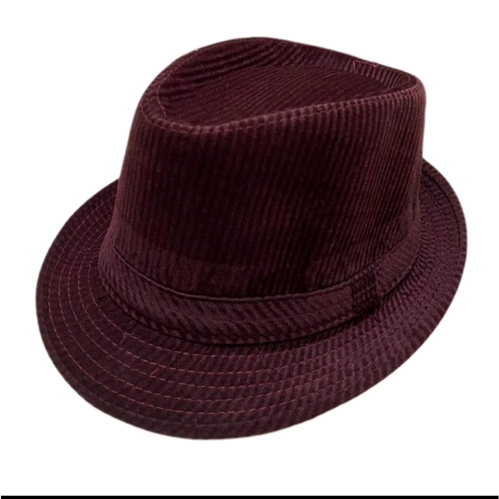 Topi Cowboy Topi Fedora Stylish Jazz Bahan Corduroy