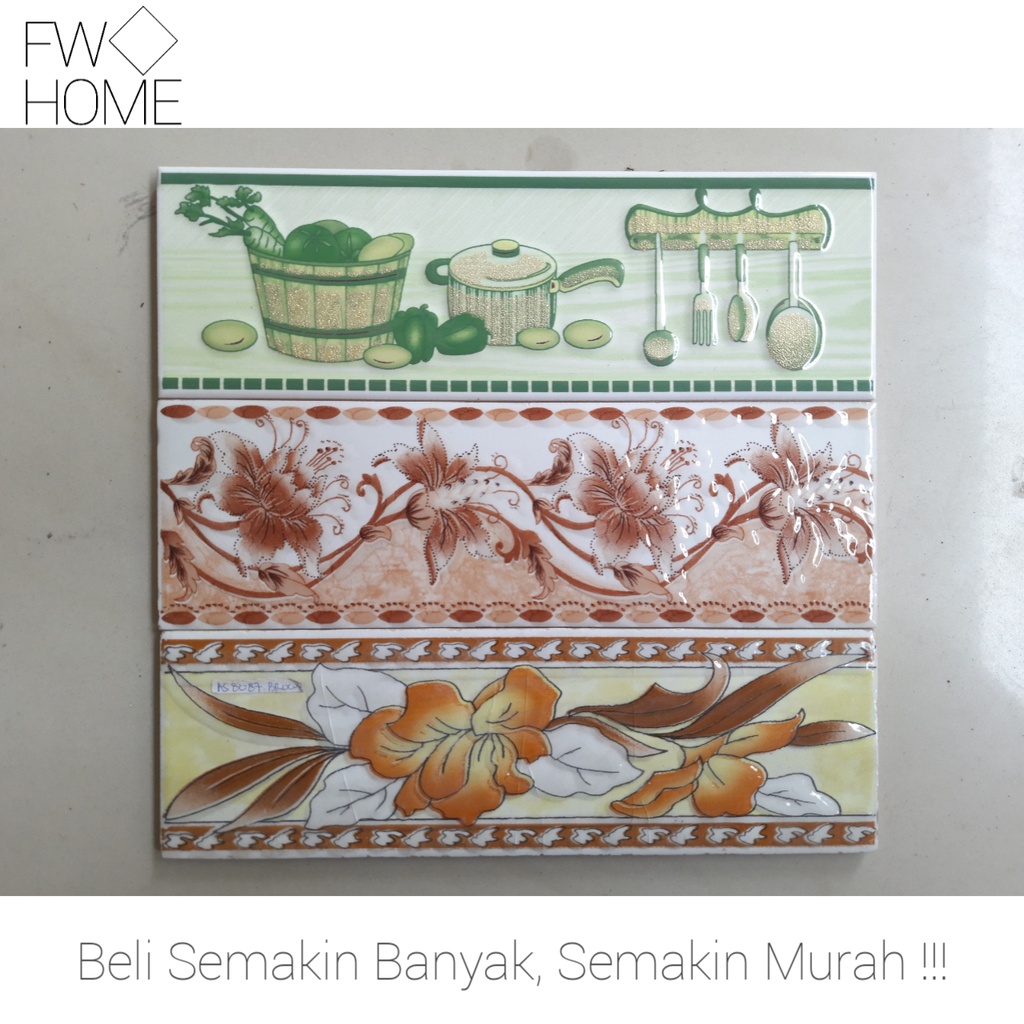 Lis Keramik Dinding Polos Ukuran 8x25 cm Import