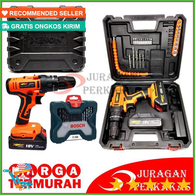 SEDANG PROMO XENON CDID1845 BOR IMPACT CORDLESS AKSESORIS & BOSCH 33 X