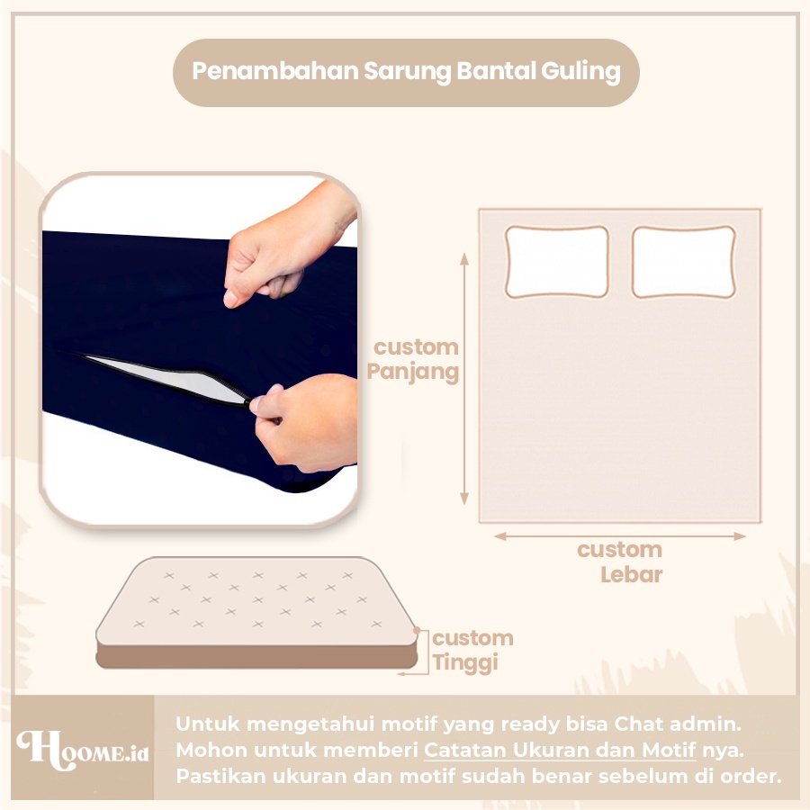 Sarung Kasur Busa Resleting Custom Ukuran / 70x200x5 sd 140x200x35