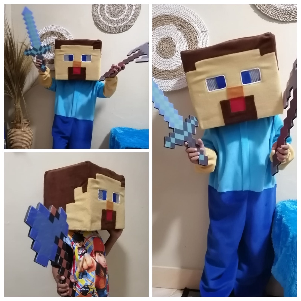 COD| Kostum minecraft Boneka Maskot kepala saja steve Minicraft| Kostum mainan anak| maianan edukasi
