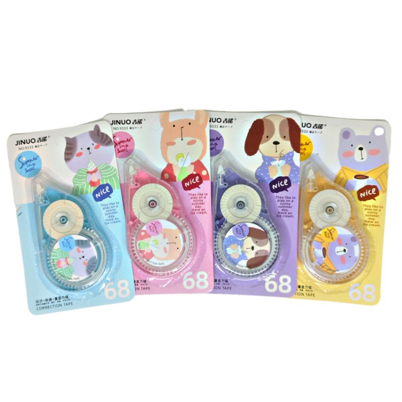 Tip ex Kertas Roll JUMBO JINUO Karakter ANJING BERUANG KELINCI KUCING LUCU 68 Meter Correction Tape 