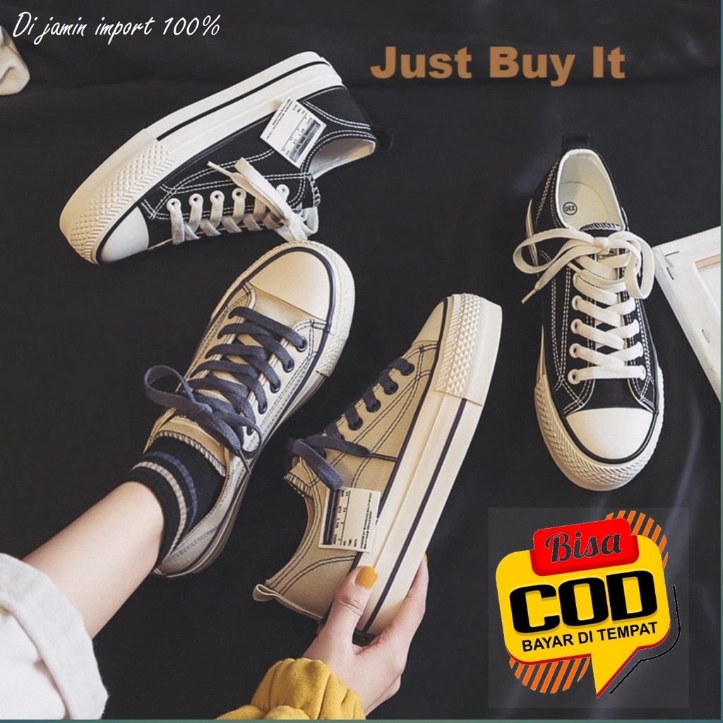 JBI-0252 [ Bisa COD ] Sepatu Wanita Kanvas Import Original Sneakers Tali Outsole Tebal Tren Terkini Elegan Mewah Keren-Sepatu Sneakers Canvas Wanita Import Premium sytel Korea