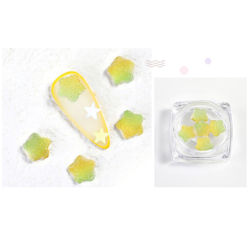 Siy 5pcs Stiker Kuku 3d Warna Permen Gradasi Bahan Resin Untuk Dekorasi Nail Art Charms