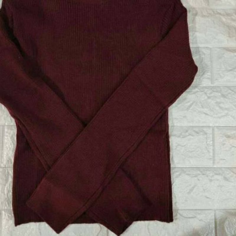 Baju Crop Rajut Kriwil Wanita Tangan Panjang & Pendek