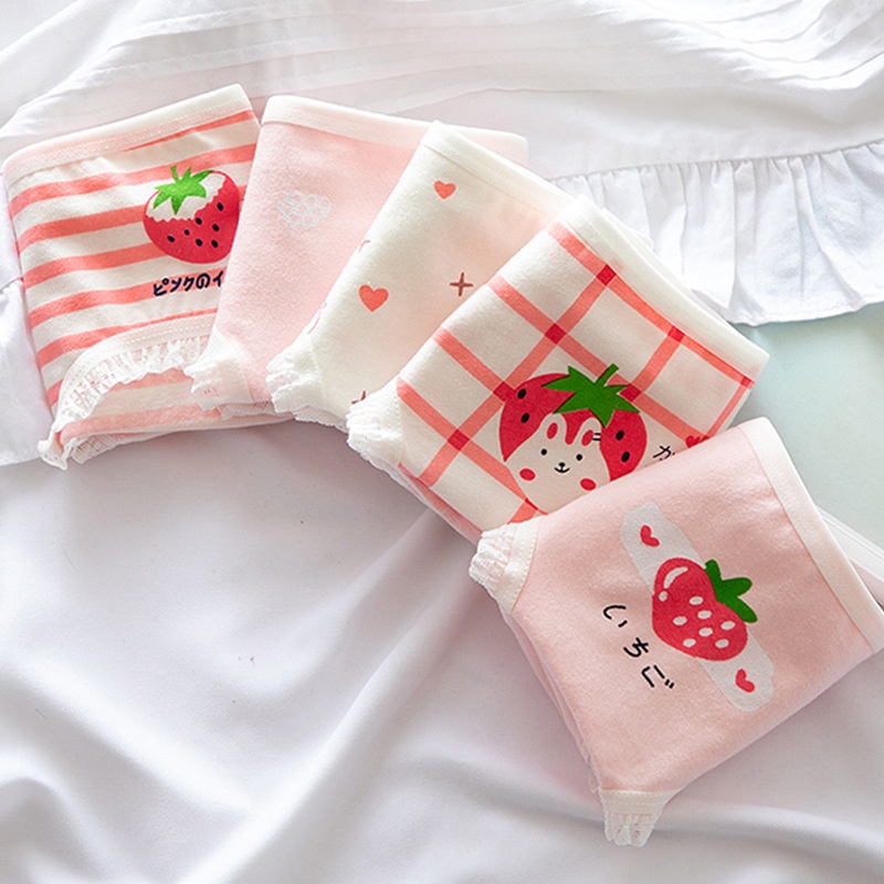 ❤ MIMI ❤ CD imut fashion Undies Celana Dalam Wanita Motif Renda Strawberry IMport Murah