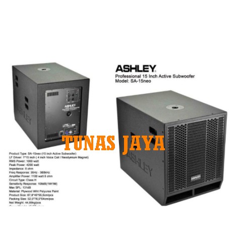 SPEAKER SUBWOOFER ACTIVE ASHLEY 15INCH SA15NEO / SA 15NEO SA15 NEO ORIGINAL