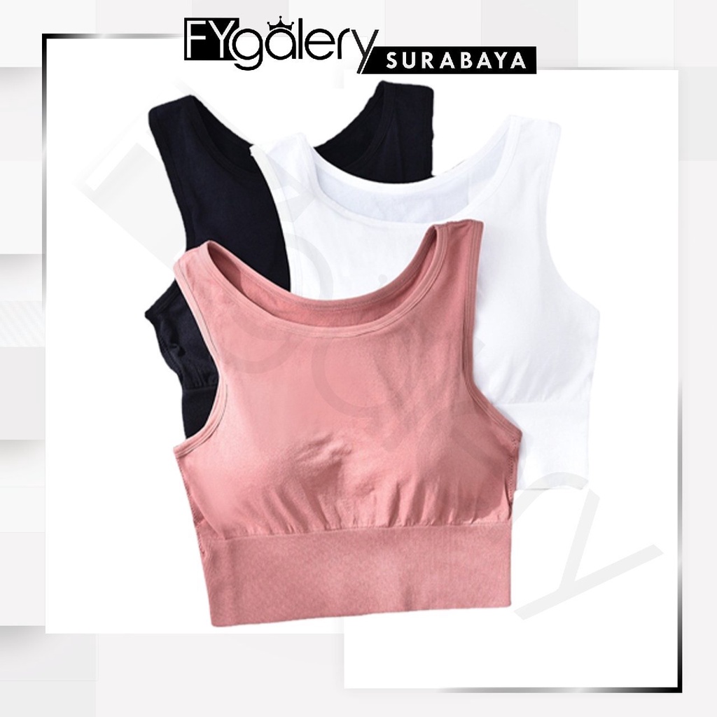 FYGALERYSURABAYA BRA517 Bra Tanpa Kawat Tanktop Crop Push Up Bra Olahraga Yoga Sportbra Gym