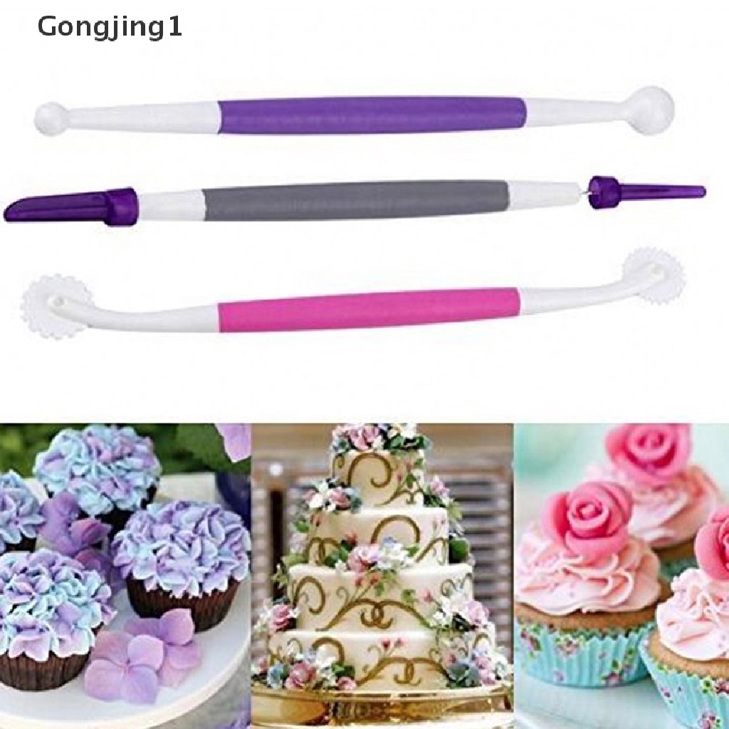 Gongjing1 3pcs / set Pen Cutter Fondant Dekorasi Kue Bentuk Bunga